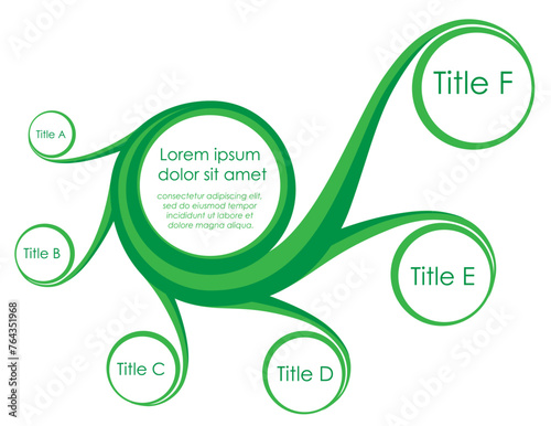 A plant shape natural theme infographic with one main and six text fields