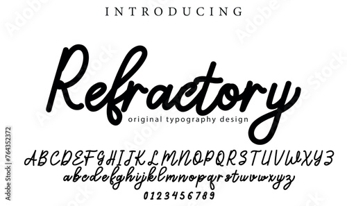 Refractory Font Stylish brush painted an uppercase vector letters, alphabet, typeface photo