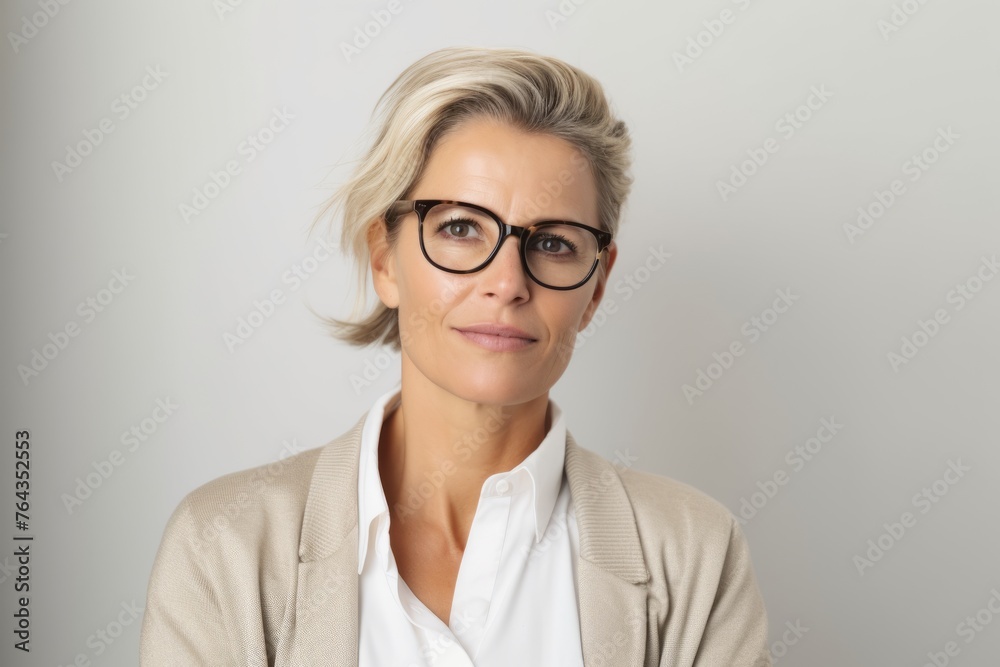 Portrait of mature businesswoman wearing eyeglasses looking at camera