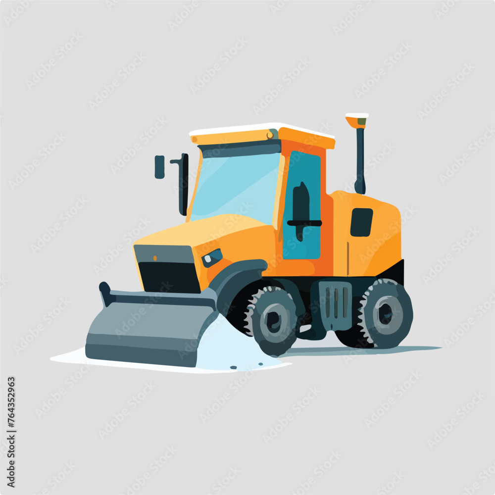 Small snowplow tractor for streets and roads cleani