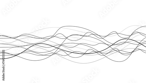 Abstract vector background, transparent waved lines image. Abstract wave element for design. Digital frequency track equalizer. Stylized line art background. Thin line wavy background. Vector