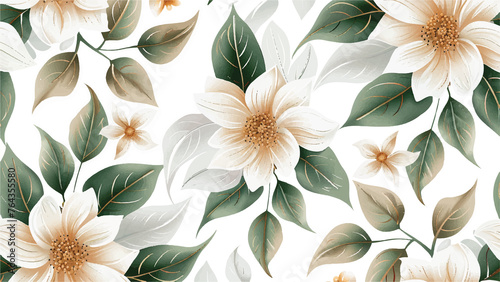 Elegance in Bloom: Floral Pattern on White Background