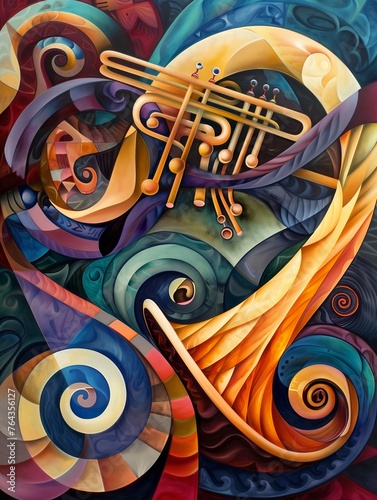 Abstract jazz instruments.
