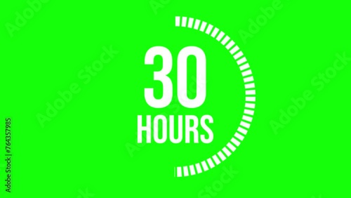 48 hours count 2D animation motion graphics forty eight running numbers counting day, 0 to 48 counting, zero to forty eight. 4K HD video white text with green screen chroma key.