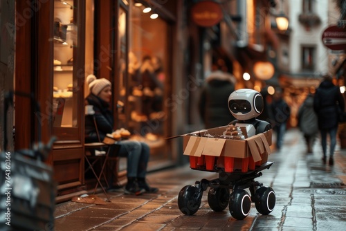 A delivery robot delights the customer: a moment of true satisfaction and quality service