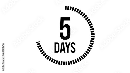 7 days count 2D animation motion graphics running numbers counting day, 7 days in a week, seven day left. 4K HD video black text with white background.