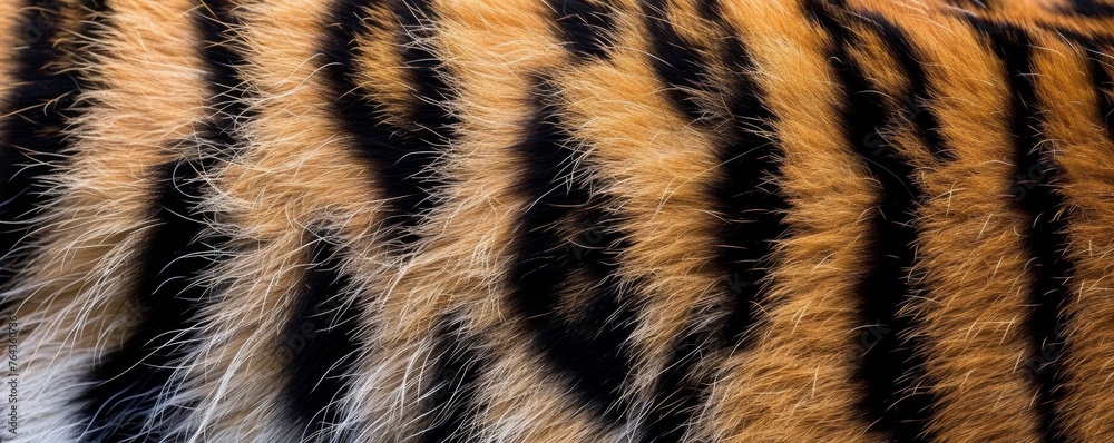 Close-up texture of tiger fur - obrazy, fototapety, plakaty 