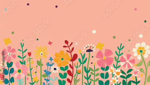 Captivating Floral Border  Stunning Vector Illustration on Peach Pastel Background
