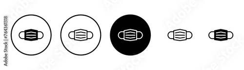 Mask icon vector isolated on white background. Man face with mask icon. Safety breathing masks. Industrial safety N95 mask. Medical mask vector icon.