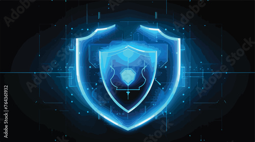 Futuristic cyber security shield guard blue abstract