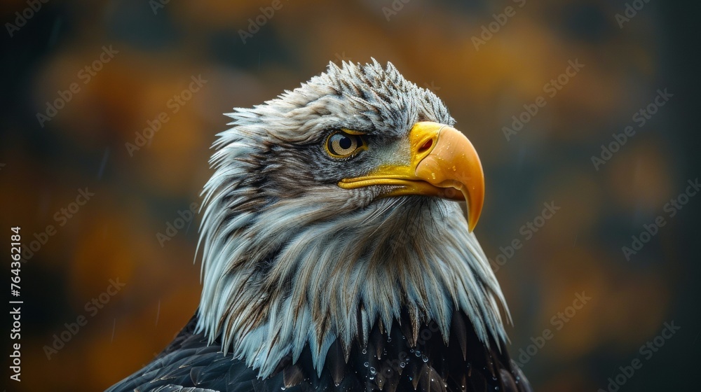 Obraz premium Majestic bald eagle in rain