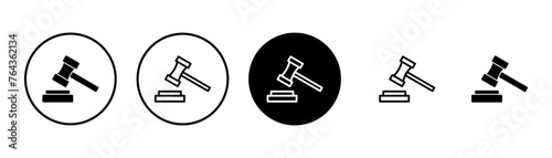 Gavel icon vector isolated on white background. Hammer icon vector. Judge Gavel Auction Icon Vector. Bid