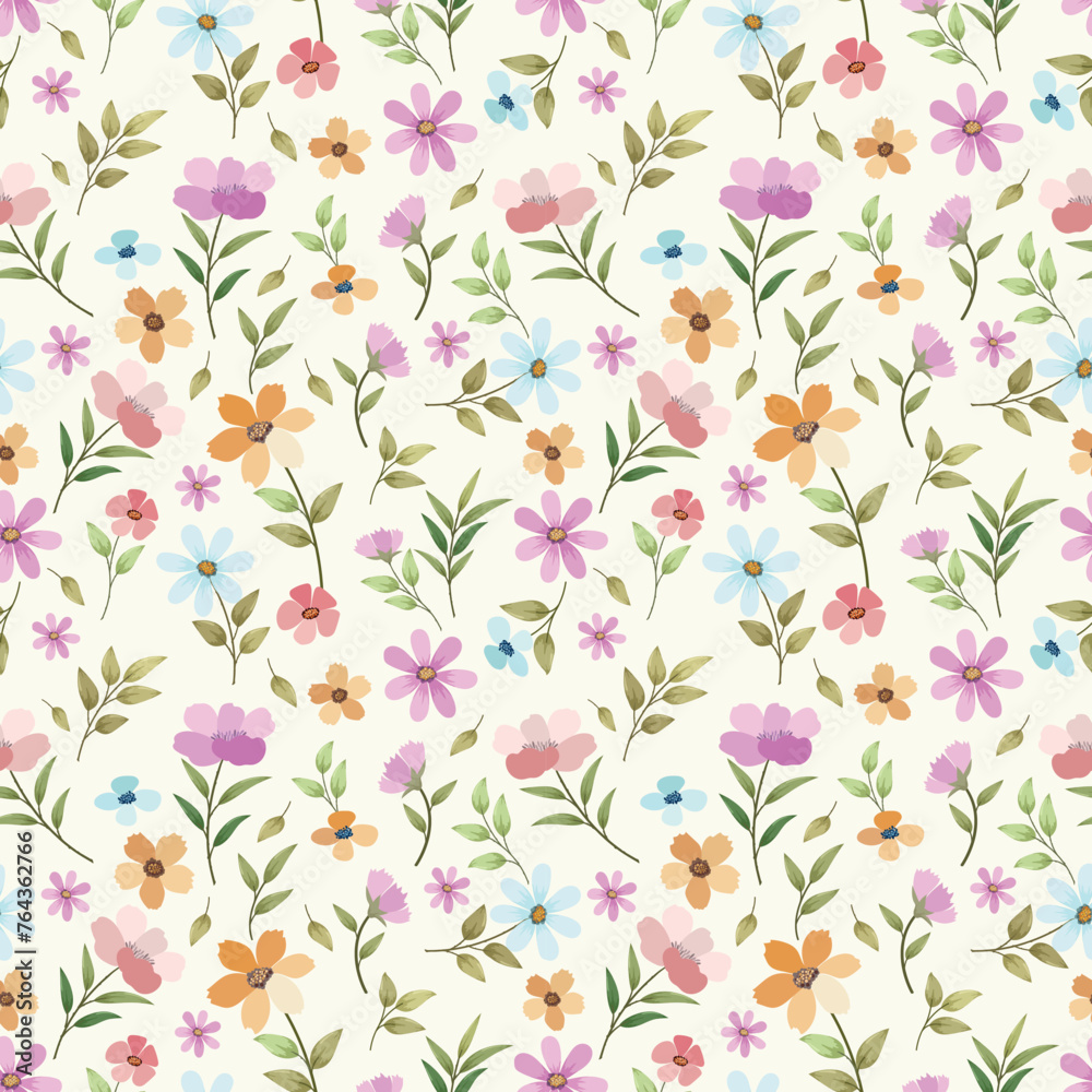 Beautiful flowers design in pastel color seamless pattern. This pattern can be used for fabric textile wallpaper gift wrap paper.