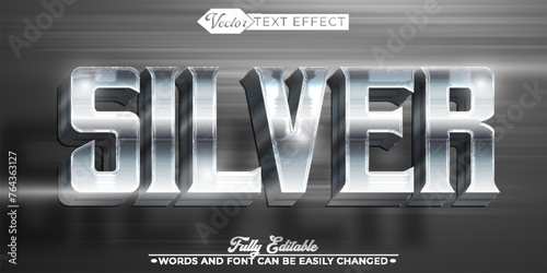 Metallic Silver Vector Editable Text Effect Template