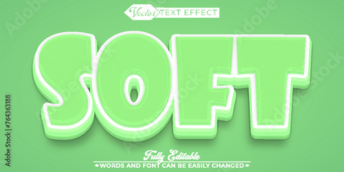 Tableau sur toile Cartoon Soft Green Vector Editable Text Effect Template