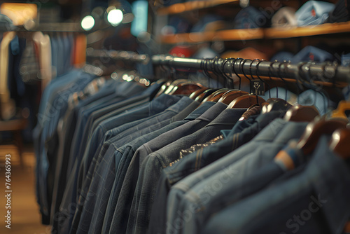 A rack of clothes in a clothing store. Suitable for fashion industry promotions 