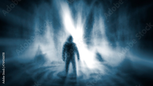 Fotografie Spooky dark monk 2D illustration