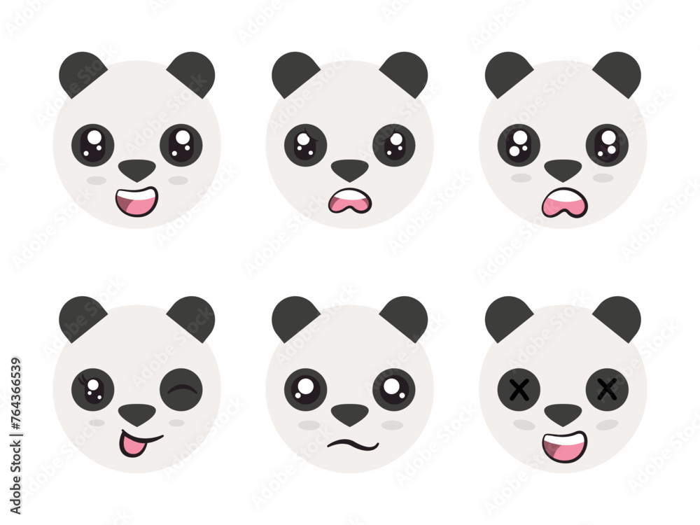 white black color head panda lamb face character expression smile laughing happy sad blink eye and cheerful gesture white black color head panda lamb face character expression smile laughing happy sad blink eye and cheerful gesture