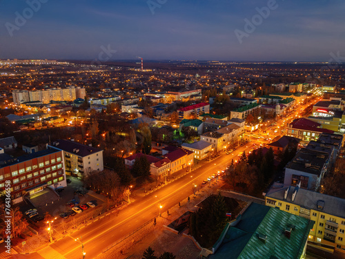Night summer Stary Oskol cityscape