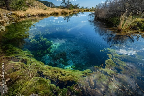 Crystal Clear Waters of a Natural Spring Surrounded by Conservation Land  lake in the forest