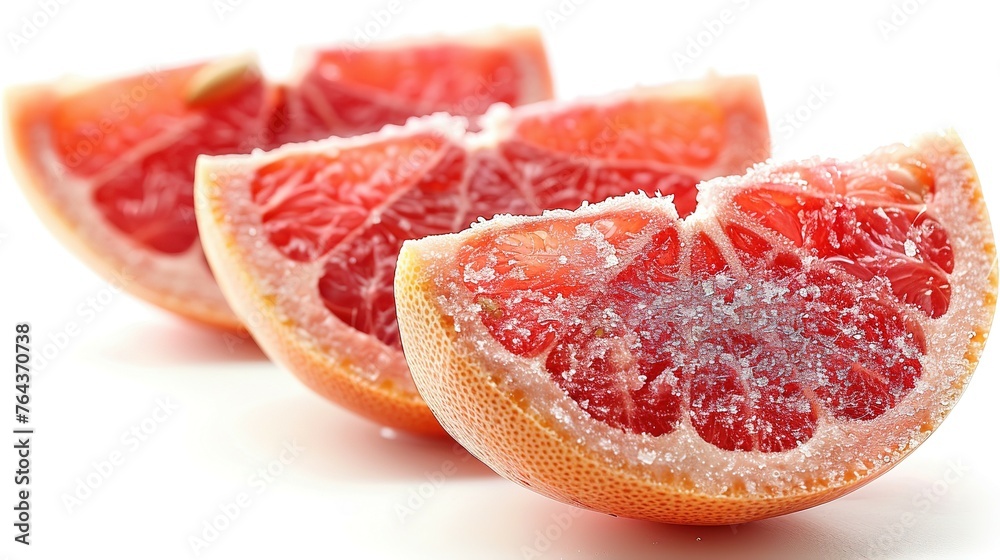 Closeup view of red pomelo pulp with seeds isolated on white background. Thailand Siam ruby pomelo fruit. Natural source of vitamin C (antioxidants) and potassium. Healthy food for slow down aging Closeup view of red pomelo pulp with seeds isolated on white background. Thailand Siam ruby pomelo fruit. Natural source of vitamin C (antioxidants) and potassium. Healthy food for slow down aging