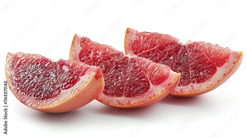 Closeup view of red pomelo pulp with seeds isolated on white background. Thailand Siam ruby pomelo fruit. Natural source of vitamin C (antioxidants) and potassium. Healthy food for slow down aging Closeup view of red pomelo pulp with seeds isolated on white background. Thailand Siam ruby pomelo fruit. Natural source of vitamin C (antioxidants) and potassium. Healthy food for slow down aging