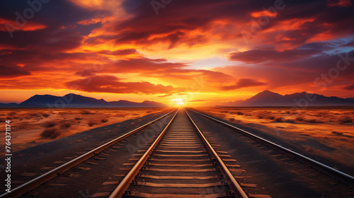railway in the sunset