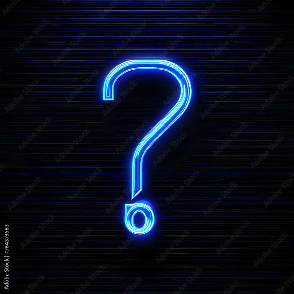 Naklejka premium Bold Blue Neon Question Mark Icon: Eye-catching Symbol for Inquiries(Generative AI)