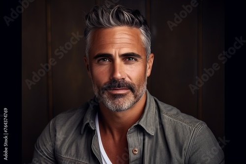 Portrait of a handsome mature man. Men's beauty, fashion.