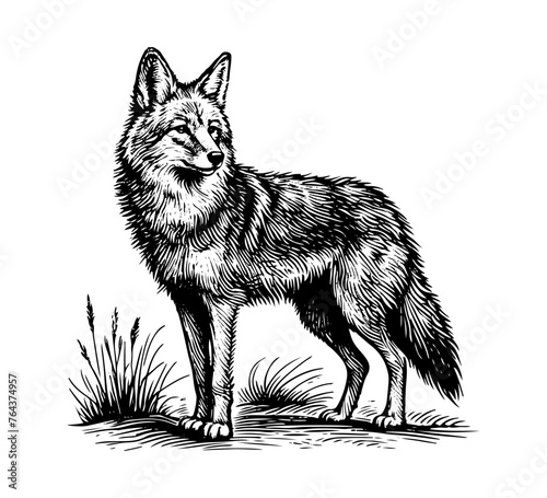 Coyote Hand drawn vector illustration graphic