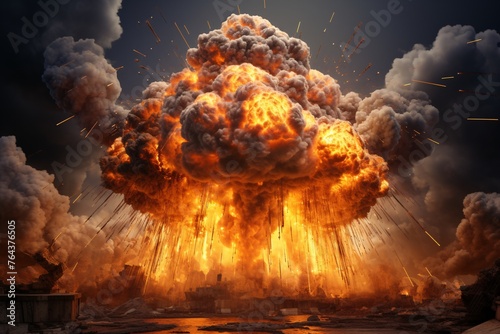 Bomb Blast Wallpaper, Atomic Explosion background, Hydrogen Bomb Explosion, nuclear bomb explosion, Explosion of hydrogen bomb, explosions blasting, AI Generative