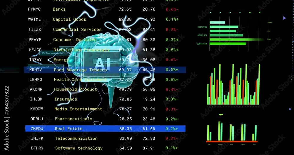 Animation of ati text, brain and data processing