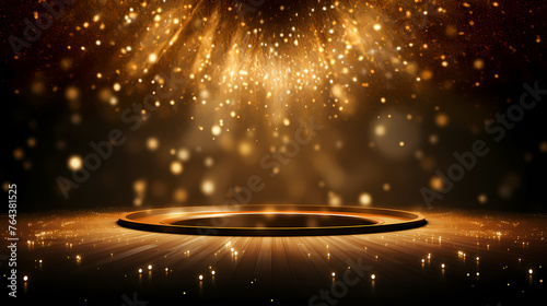 Golden particle background in stage shape
