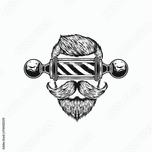 Set of vintage monochrome element barbershop. Vector logo design concept