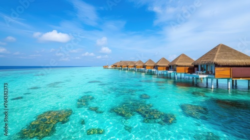 Maldives paradise island offers a stunning tropical landscape, epitomizing serenity and beauty. Ai Generated © Crazy Juke