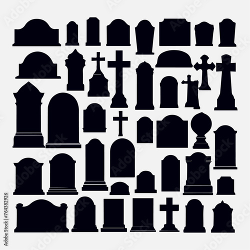 tombstone silhouette set