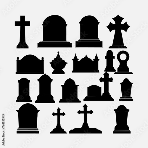 tombstone silhouette set