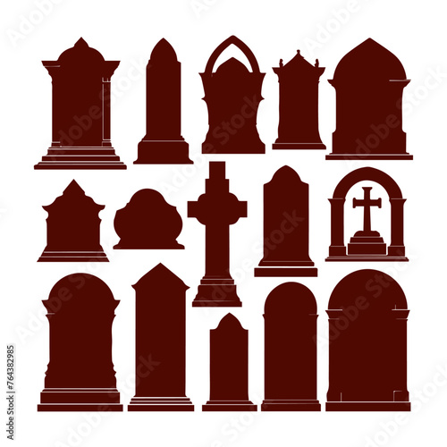 tombstone silhouette set