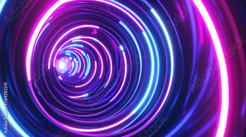 Abstract radial laser neon line circular geometry tech background. AI generated image