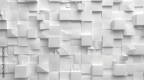 Abstract geometric pattern of extruded white squares on a bright surface, ideal for modern backgrounds