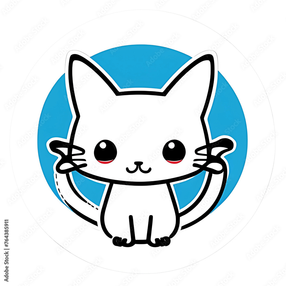 Naklejka premium Chibbi Cute Cat. Perpect for t-shirt design or sticker. generative AI. V