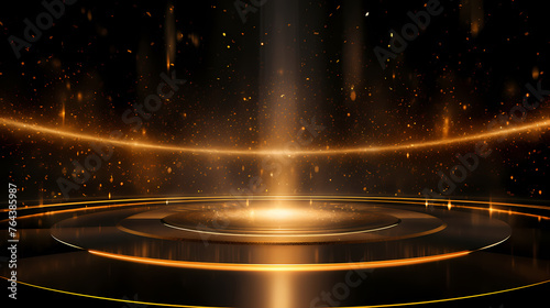 Abstract background with golden glitter on dark background
