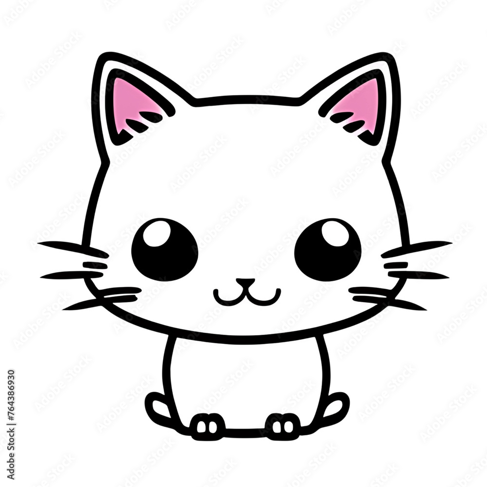 Chibbi Cute Cat. Perpect for t-shirt design or sticker. generative AI. V Chibbi Cute Cat. Perpect for t-shirt design or sticker. generative AI. V