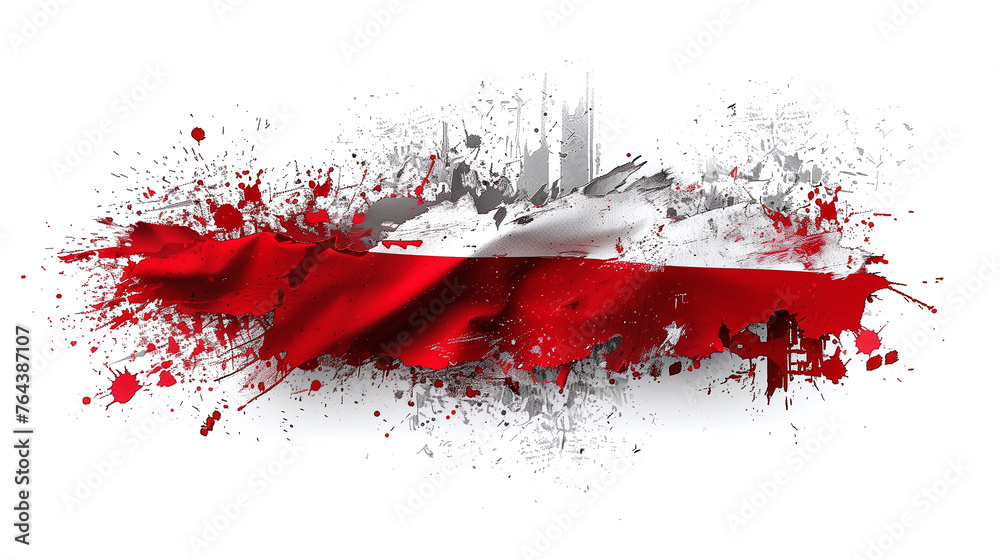 Poland flag splach style on white background