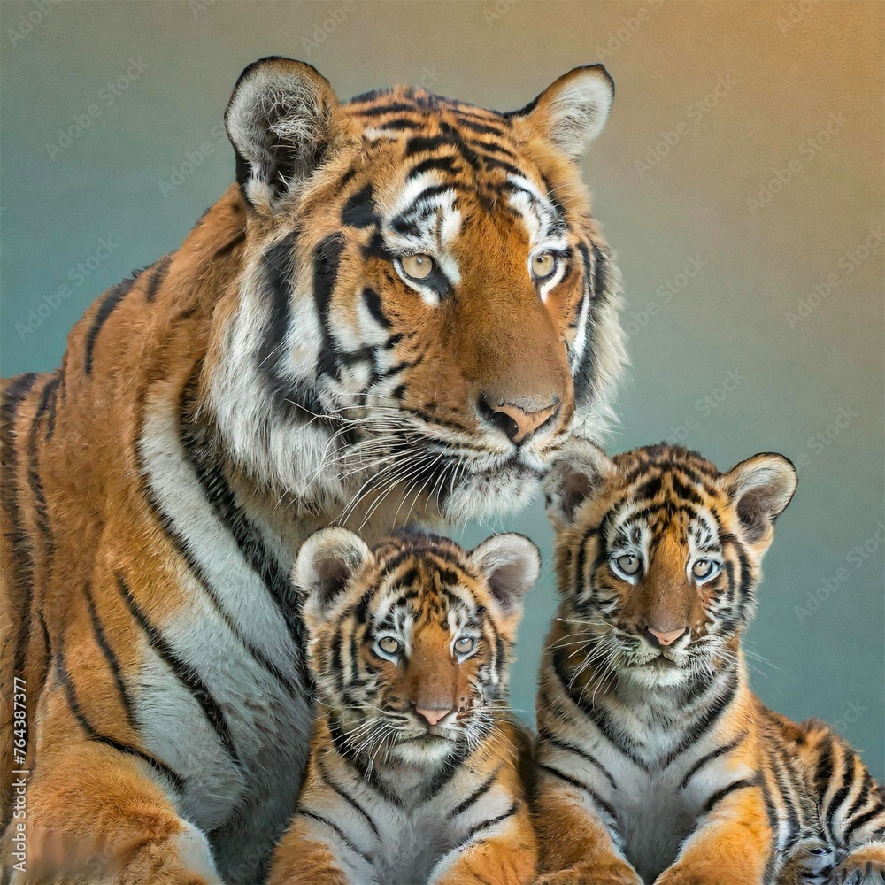Mother Tigress and her Cubs, Animal Mothers are Fun, Animals are Fun series by Zen Curio Shop Mother Tigress and her Cubs, Animal Mothers are Fun, Animals are Fun series by Zen Curio Shop