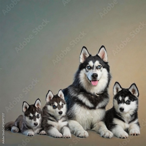 Alaskan Husky Mother and her Puppies  Animal Mothers are Fun  Animals are Fun series by Zen Curio Shop
