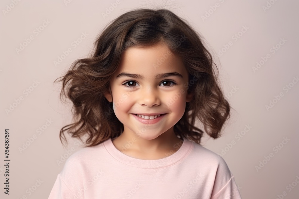 Portrait of a cute little girl with curly hair, studio shot Portrait of a cute little girl with curly hair, studio shot