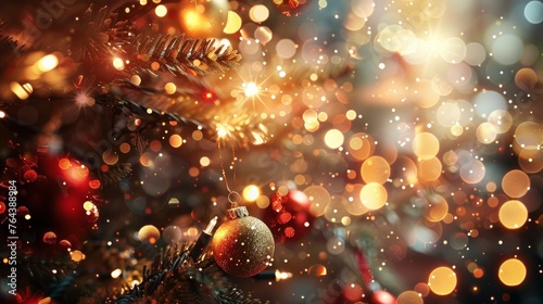 A festive and magical light bokeh background with nature patterns  creating a celebratory mood for a