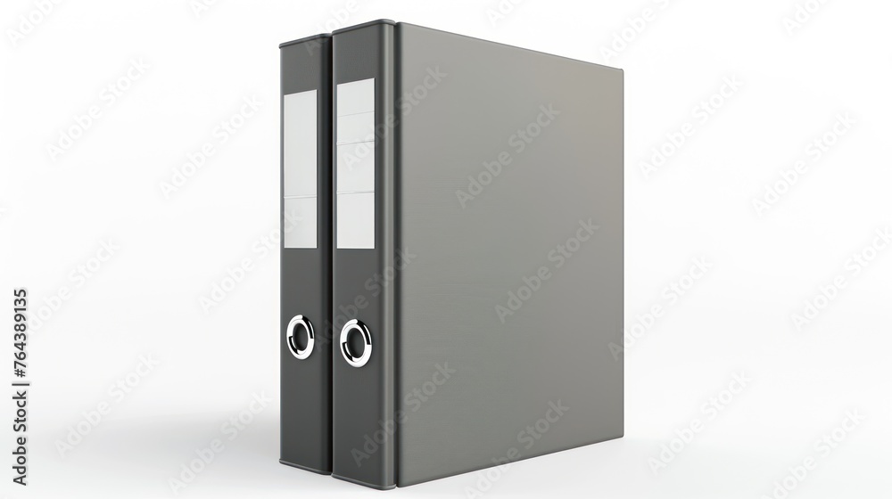 Two standing blank closed office binder with metal rings on white background. AI generated Two standing blank closed office binder with metal rings on white background. AI generated
