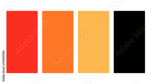 Fototapeta Naklejka Na Ścianę i Meble -  Orange and black color palette. Set of bright color palette combination in rgb hex. Color palette for ui ux design. Abstract vector illustration for your graphic design, banner, poster or landing page
